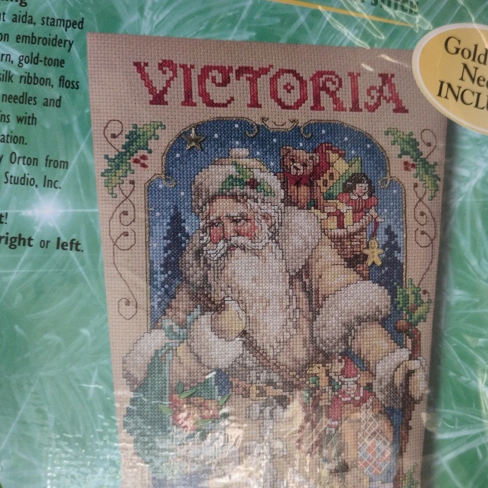 Vtg 90s Bucilla Father Winter Santa Stocking Kit Cross Stitch Stocking Kit 84025